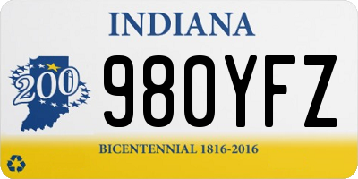 IN license plate 980YFZ
