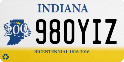 IN license plate 980YIZ