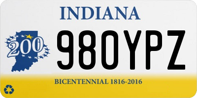 IN license plate 980YPZ