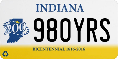 IN license plate 980YRS