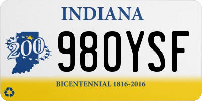 IN license plate 980YSF