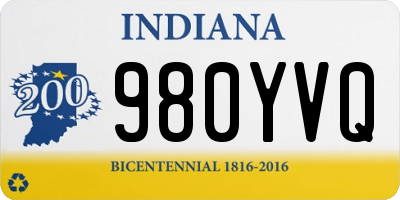 IN license plate 980YVQ
