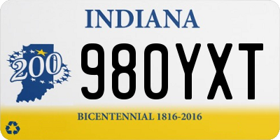 IN license plate 980YXT