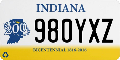 IN license plate 980YXZ