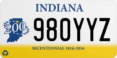 IN license plate 980YYZ