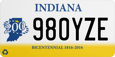 IN license plate 980YZE