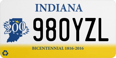 IN license plate 980YZL