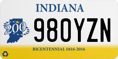 IN license plate 980YZN