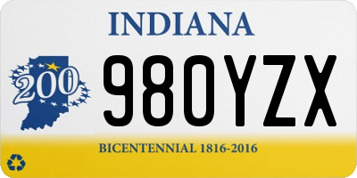 IN license plate 980YZX