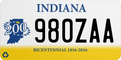 IN license plate 980ZAA