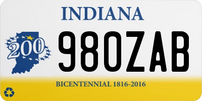 IN license plate 980ZAB