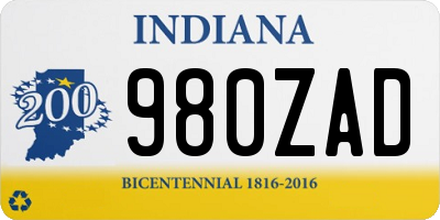 IN license plate 980ZAD