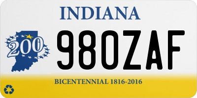 IN license plate 980ZAF