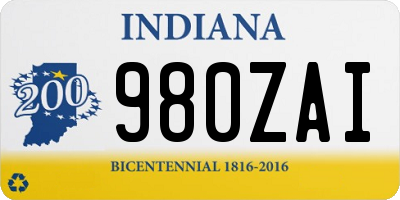 IN license plate 980ZAI
