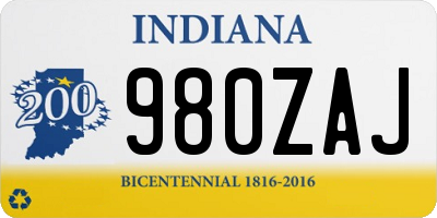 IN license plate 980ZAJ