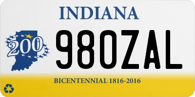 IN license plate 980ZAL