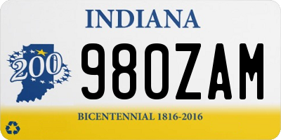 IN license plate 980ZAM
