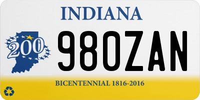 IN license plate 980ZAN
