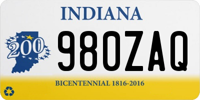 IN license plate 980ZAQ