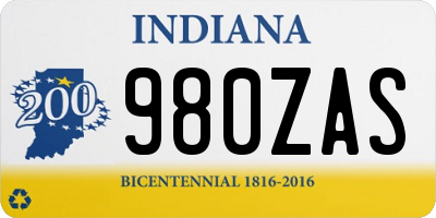IN license plate 980ZAS