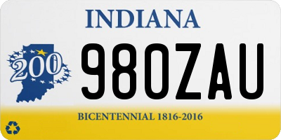 IN license plate 980ZAU