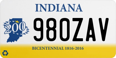 IN license plate 980ZAV