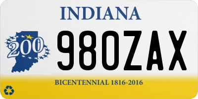 IN license plate 980ZAX