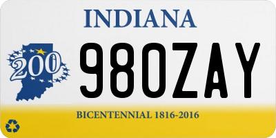 IN license plate 980ZAY