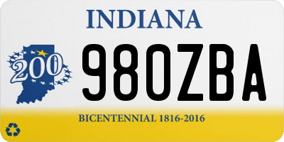 IN license plate 980ZBA
