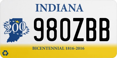 IN license plate 980ZBB