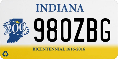 IN license plate 980ZBG