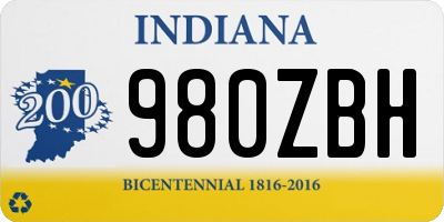 IN license plate 980ZBH
