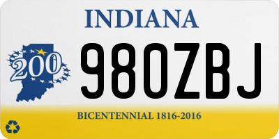 IN license plate 980ZBJ