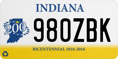 IN license plate 980ZBK