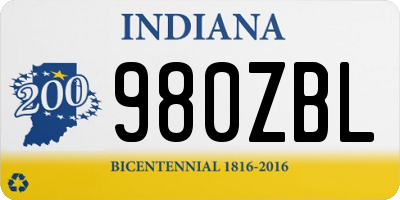 IN license plate 980ZBL