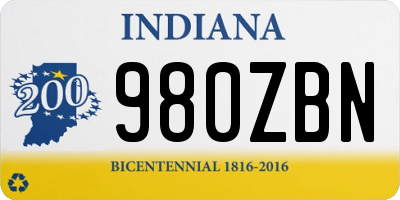IN license plate 980ZBN