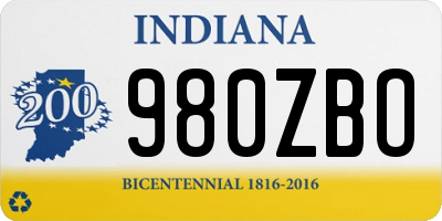 IN license plate 980ZBO