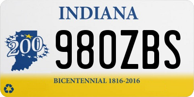 IN license plate 980ZBS