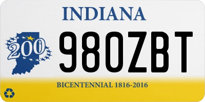 IN license plate 980ZBT