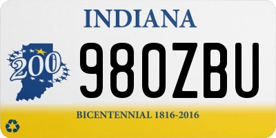 IN license plate 980ZBU