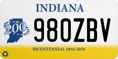 IN license plate 980ZBV