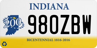 IN license plate 980ZBW