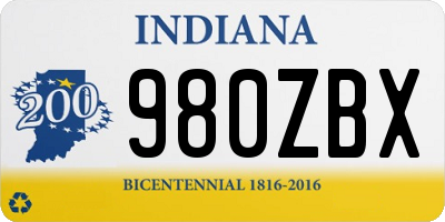 IN license plate 980ZBX
