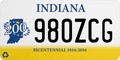 IN license plate 980ZCG