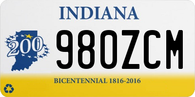IN license plate 980ZCM