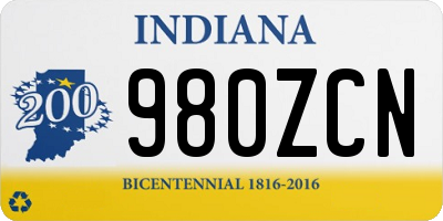 IN license plate 980ZCN