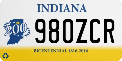 IN license plate 980ZCR