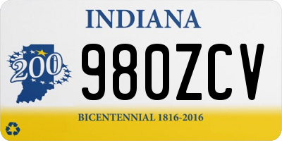 IN license plate 980ZCV