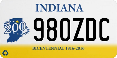 IN license plate 980ZDC