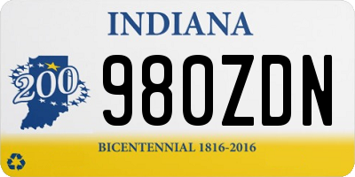 IN license plate 980ZDN